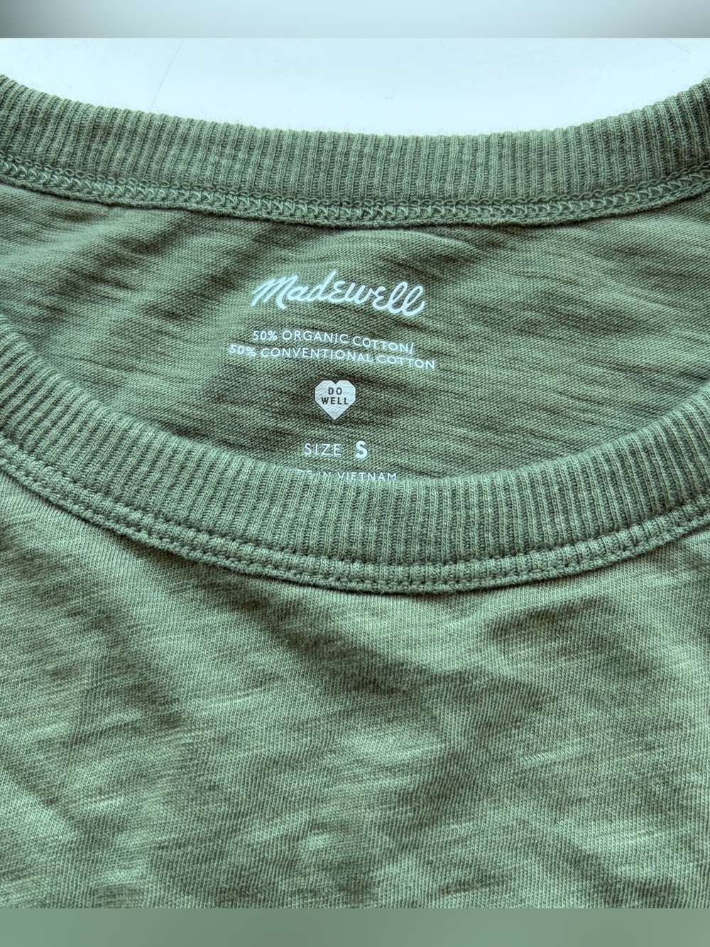 Madewell Whisper Cotton Crewneck Tee, Green, EUC!